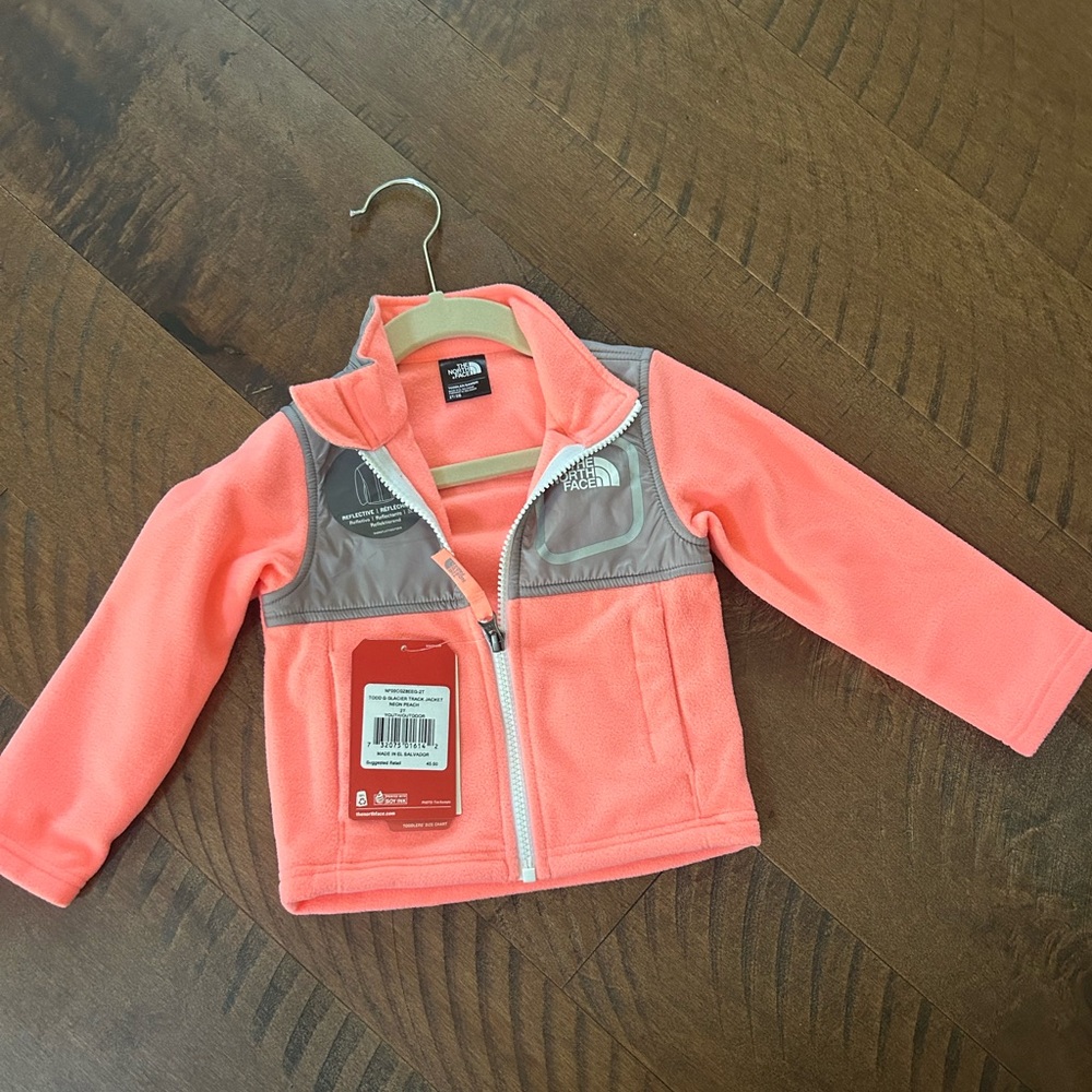The North Face Toddler Glacier Track Jacket, Size 2T, in Neon Peach, NWT